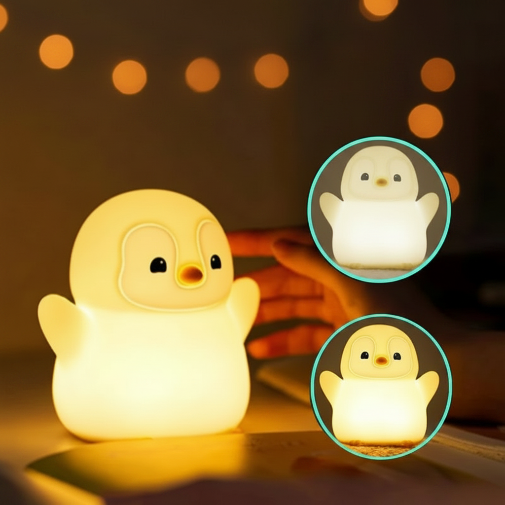 Veilleuse pingouin - lumière douce en haut, lumière chaude en bas